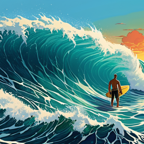 Home 22 **
Prompt: A digital painting depicting a vast, bustling ocean representing OpenSea, filled with diverse and colorful NFTs like digital art, virtual real estate plots, and trading cards. In the foreground, a lone surfer struggles to navigate the overwhelming waves. The style should be slightly chaotic but vibrant, reflecting the sheer volume of listings.
**