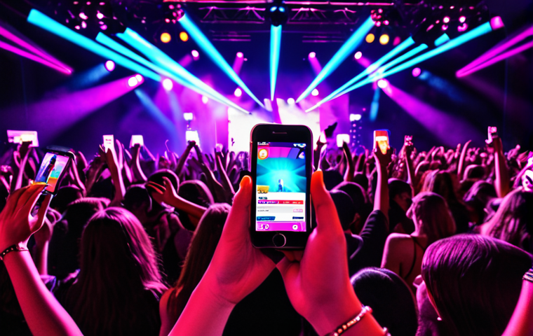 **
Prompt: A vibrant digital concert scene. An artist performs on a stage bathed in colorful lights. In the foreground, diverse fans hold up their phones, showcasing NFT tickets as proof of exclusive access, creating a sense of community and VIP experience.
**