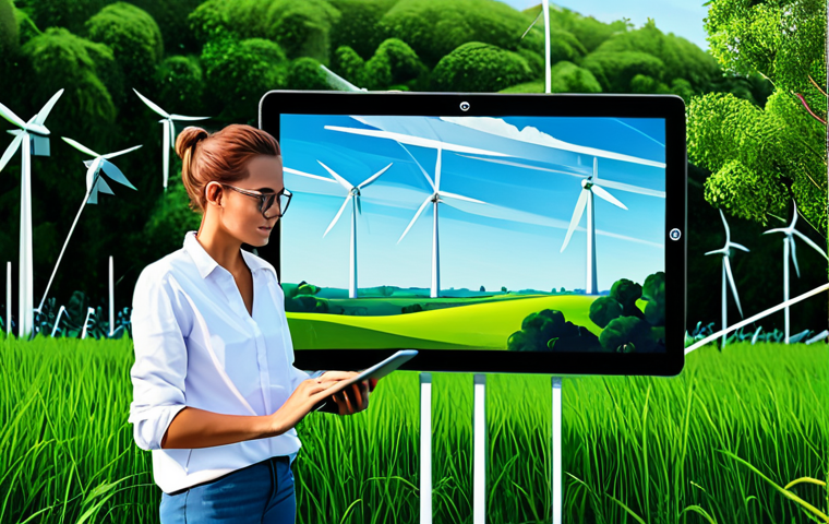 **
"An artist, fully clothed in casual, modern clothing, thoughtfully creating digital art on a tablet, displayed against a backdrop of lush greenery and wind turbines. The artwork on the tablet screen depicts an abstract, eco-conscious NFT design. Safe for work. Appropriate content. Fully clothed. Professional, perfect anatomy, natural proportions, high quality."
**