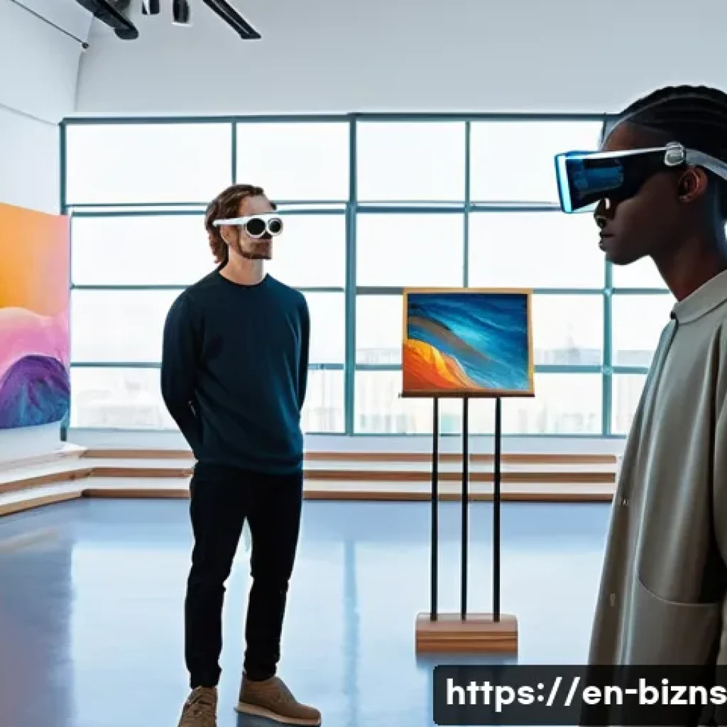 NFT와 전통 예술의 융합 가능성 - **Prompt:** A diverse, modern artist in a brightly lit, expansive studio, which seamlessly blends tr...