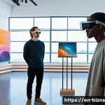 NFT와 전통 예술의 융합 가능성 - **Prompt:** A diverse, modern artist in a brightly lit, expansive studio, which seamlessly blends tr...