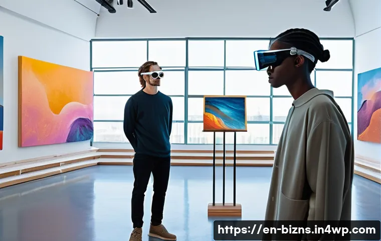 NFT와 전통 예술의 융합 가능성 - **Prompt:** A diverse, modern artist in a brightly lit, expansive studio, which seamlessly blends tr...